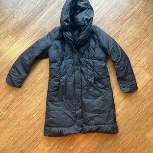 Tahari Black Hooded Puffer Coat